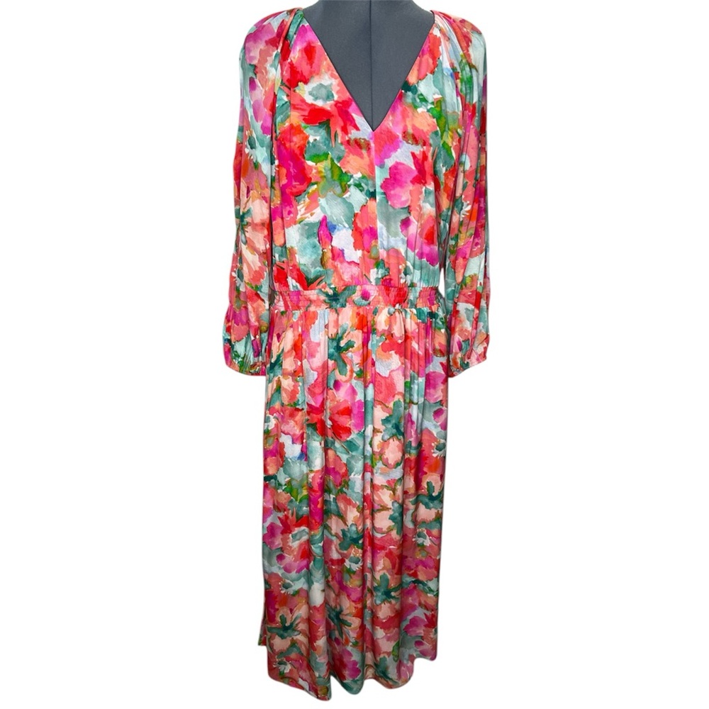 NWT Soft Surroundings Floral V-Neck Long Sleeve Dress